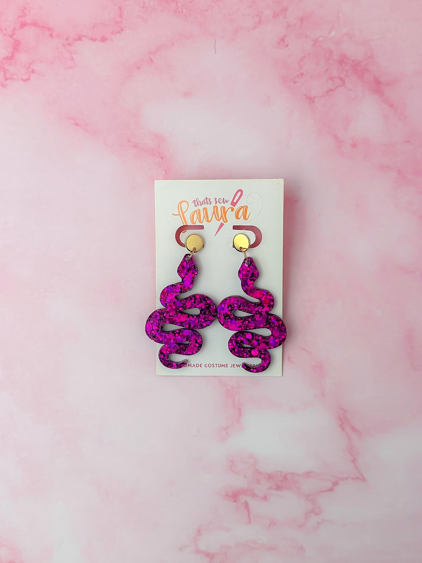 Rosa snakes - Pink Resin Earrings