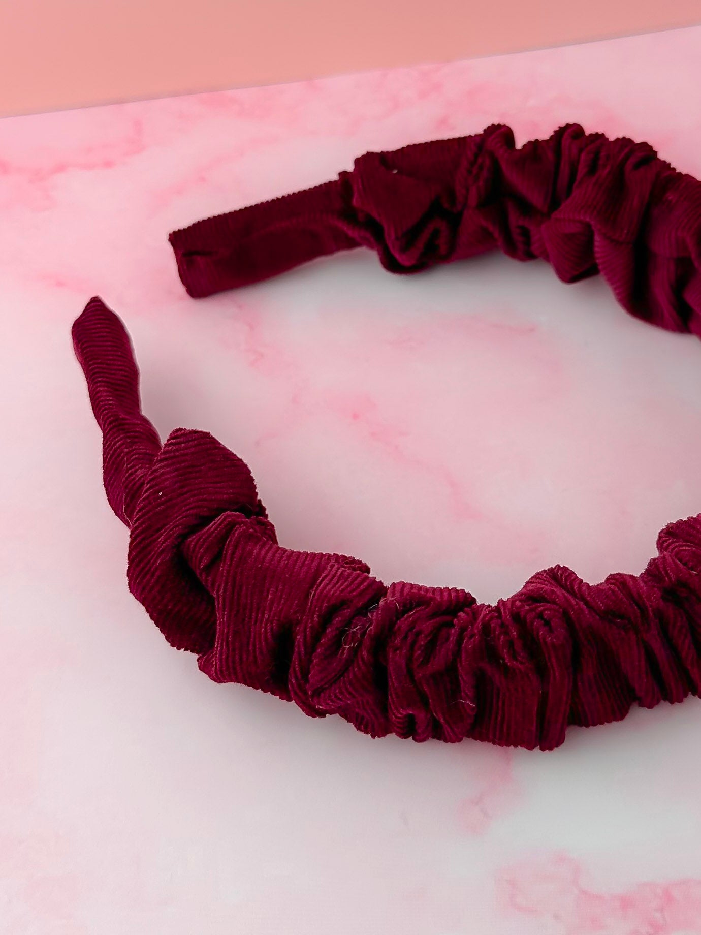 Burgundy - Burgundy Needlecord Scrunchie Headband