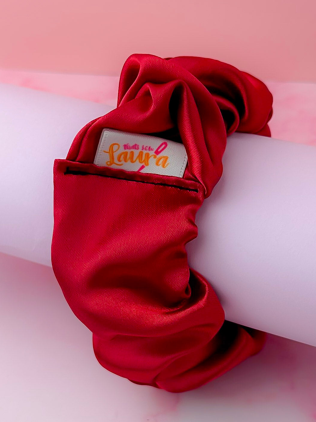 Regal - Deep Red satin wide scrunchie