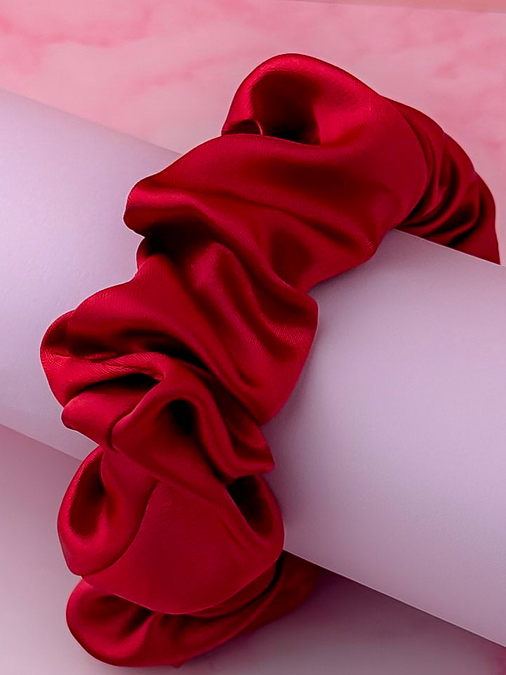Regal - Deep Red satin wide scrunchie