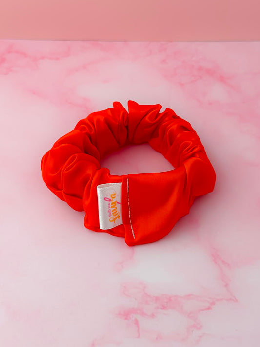 Bonfire - Reddish Orange satin wide scrunchie