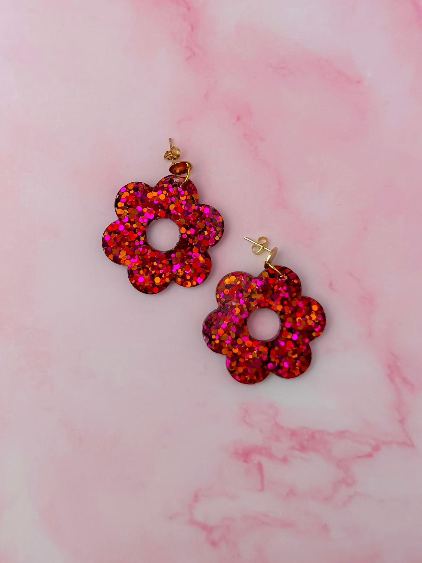 Juniper Flowers - Pink & orange Resin Earrings