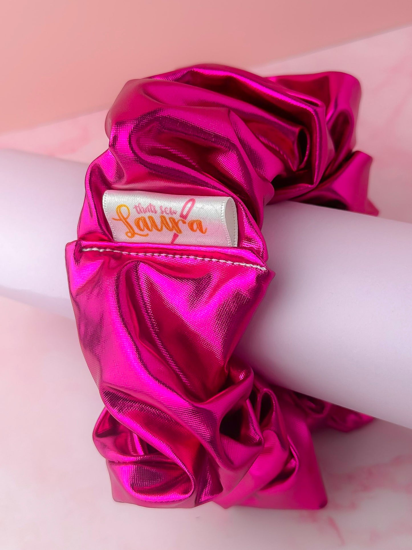 Samantha - Pink Jersey foil XL Scrunchie