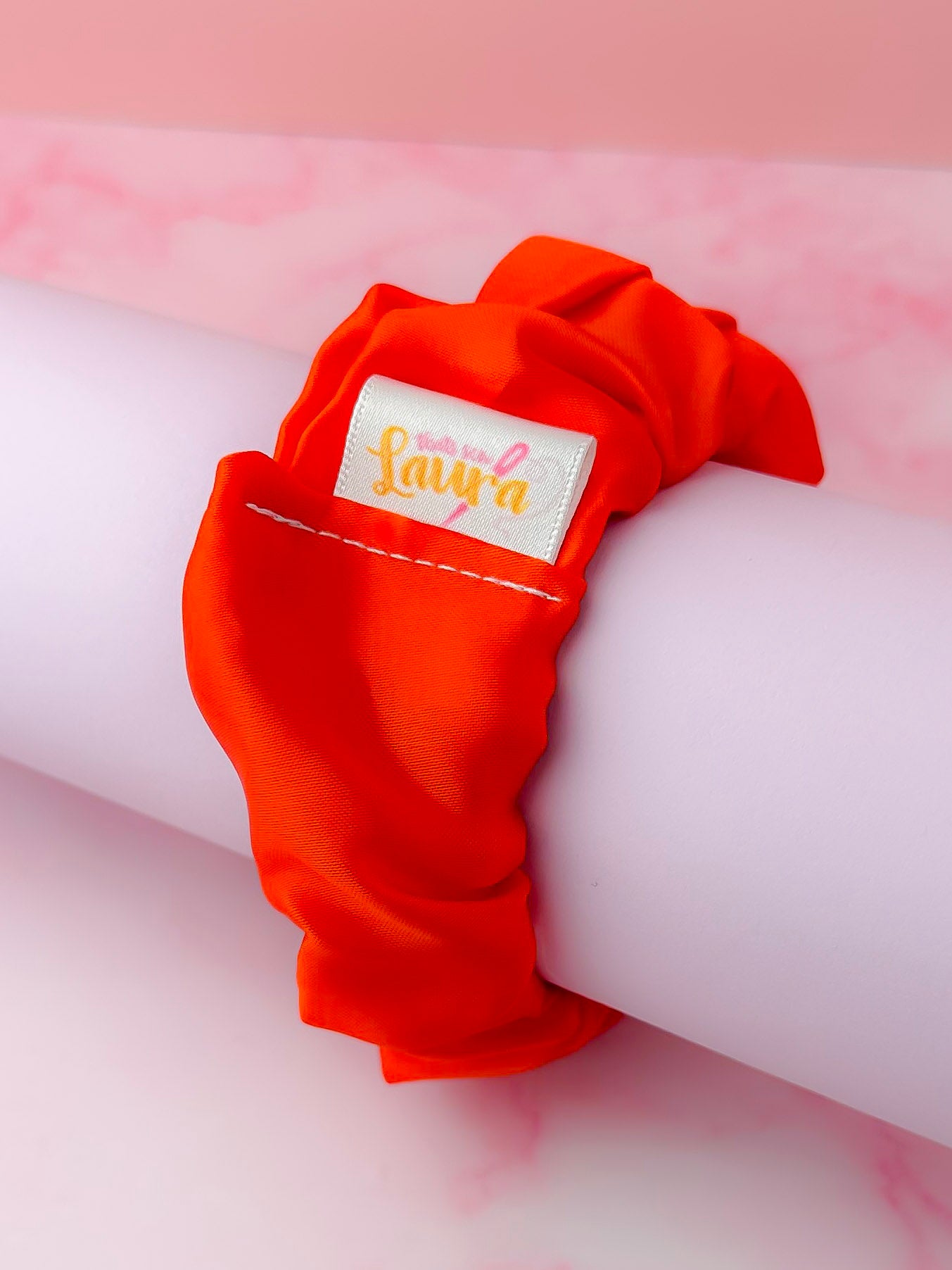 Bonfire - Reddish Orange satin wide scrunchie