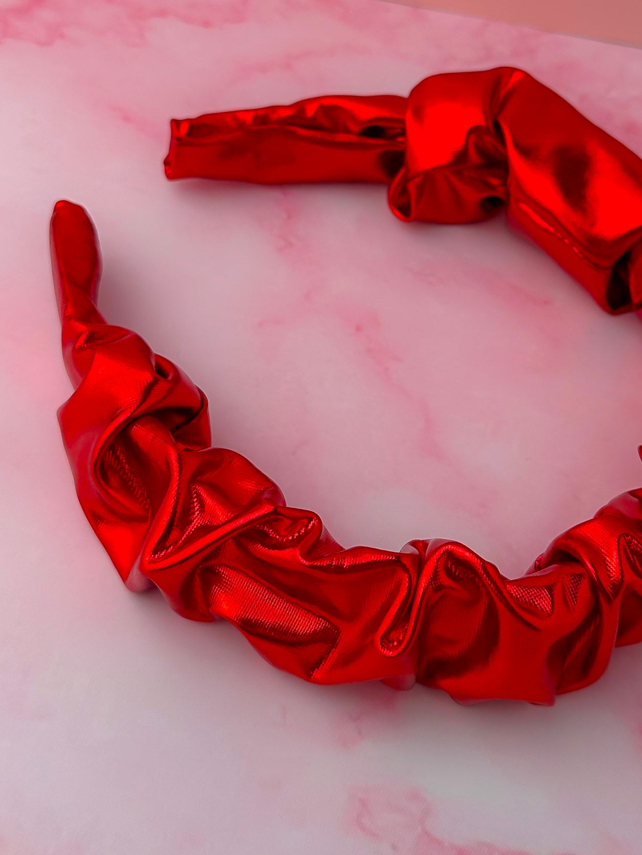 Rouge - Red Jersey Foil Scrunchie Headband