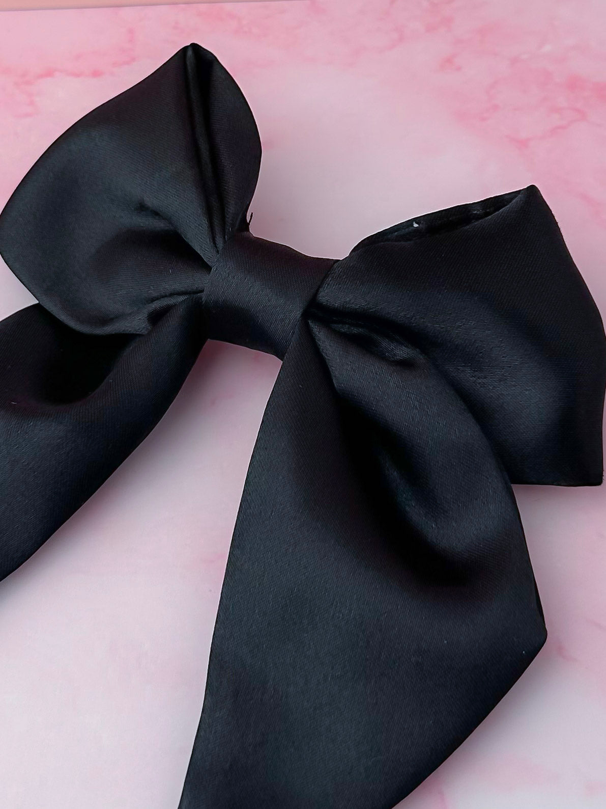 Classic Black - Black Satin classic Hair Bow