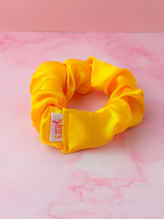 Marigold - Yellow satin wide scrunchie