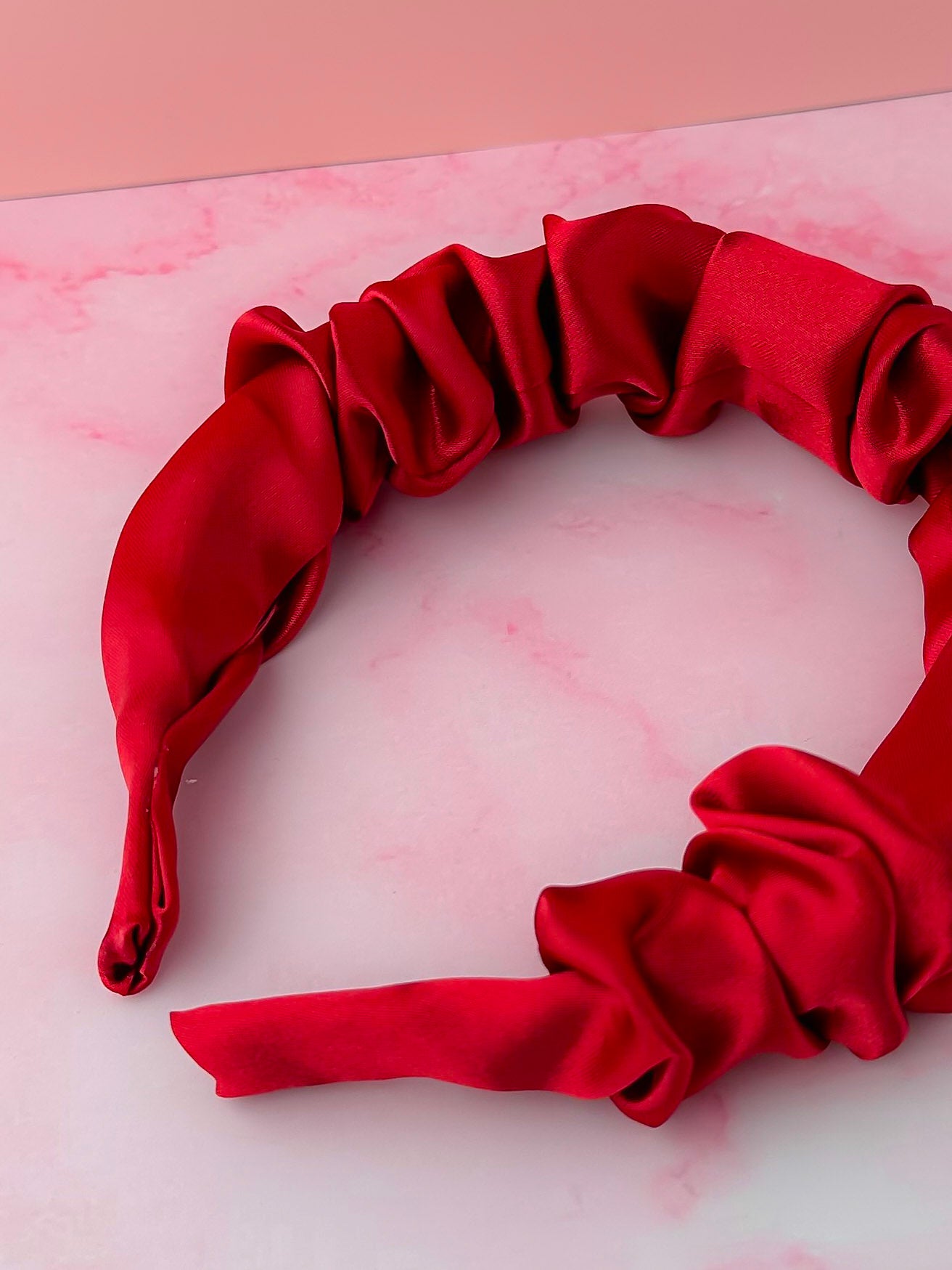 Regal - Deep Red satin Scrunchie Headband