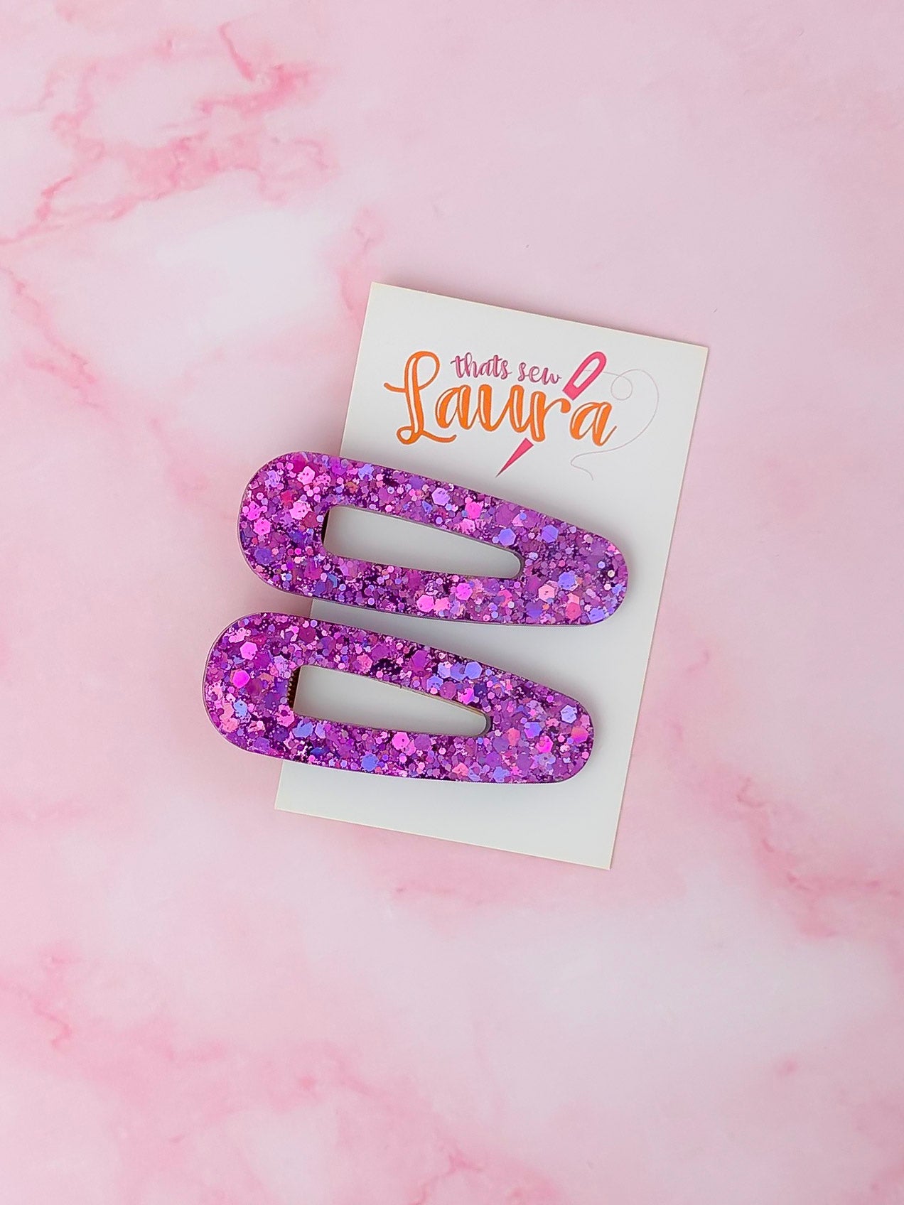 Ursula - Purple Glitter Resin Hair Clips