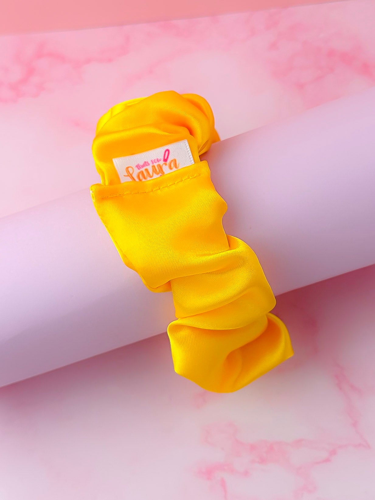 Marigold - Yellow satin wide scrunchie