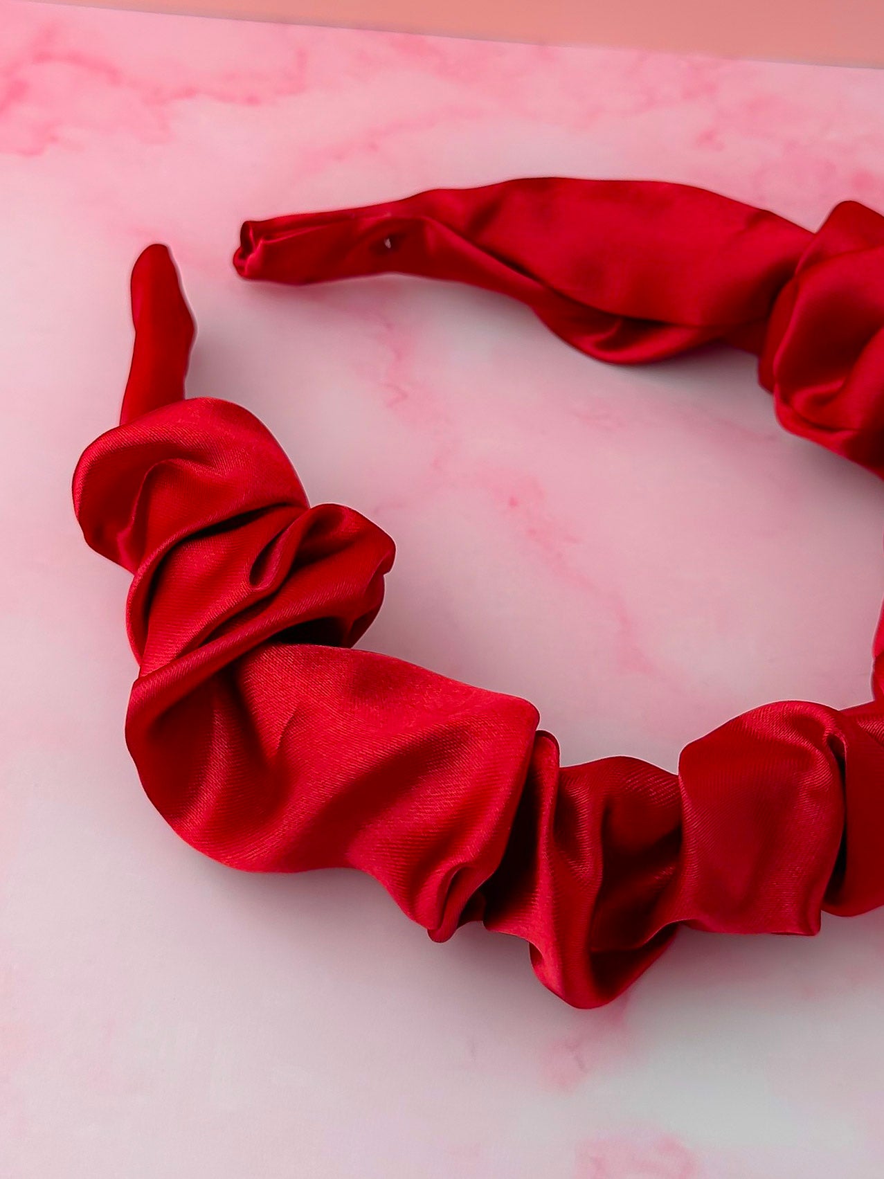 Regal - Deep Red satin Scrunchie Headband