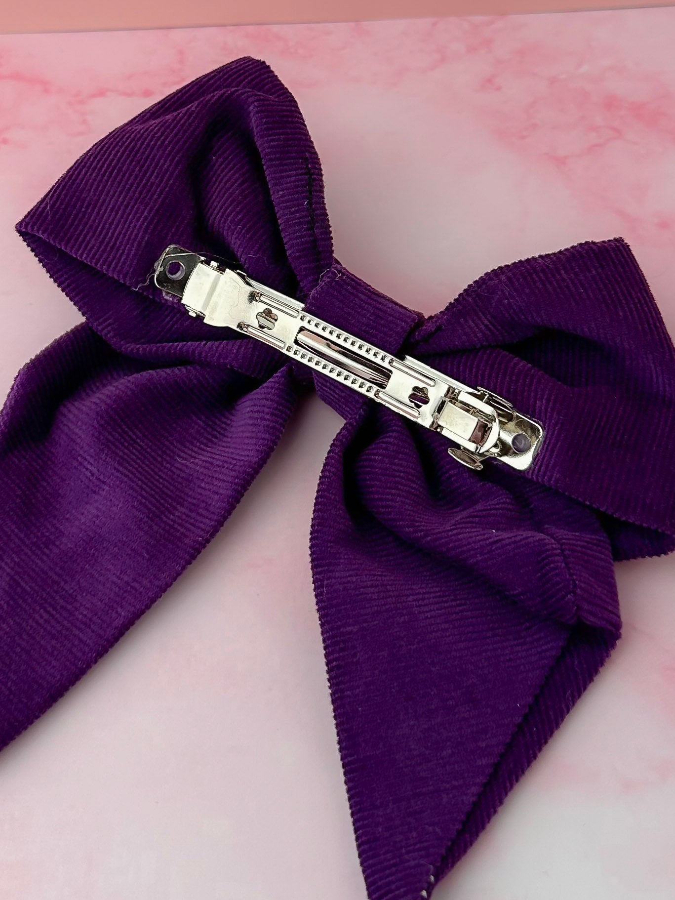 Violet - Purple Needlecord classic Hair Bow