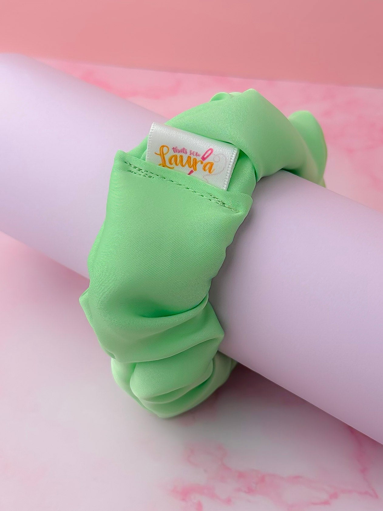 Fern - Green Georgette satin wide scrunchie