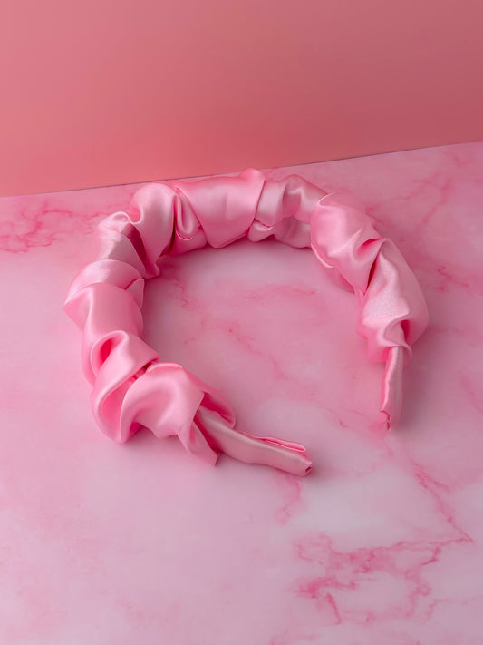 Candy Floss - Pink satin Scrunchie Headband