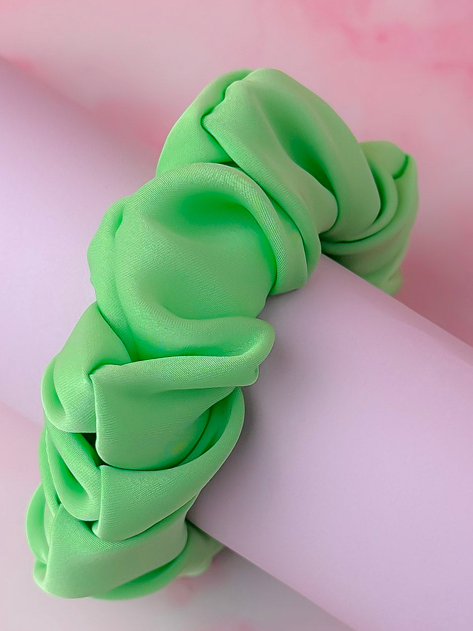 Fern - Green Georgette satin wide scrunchie