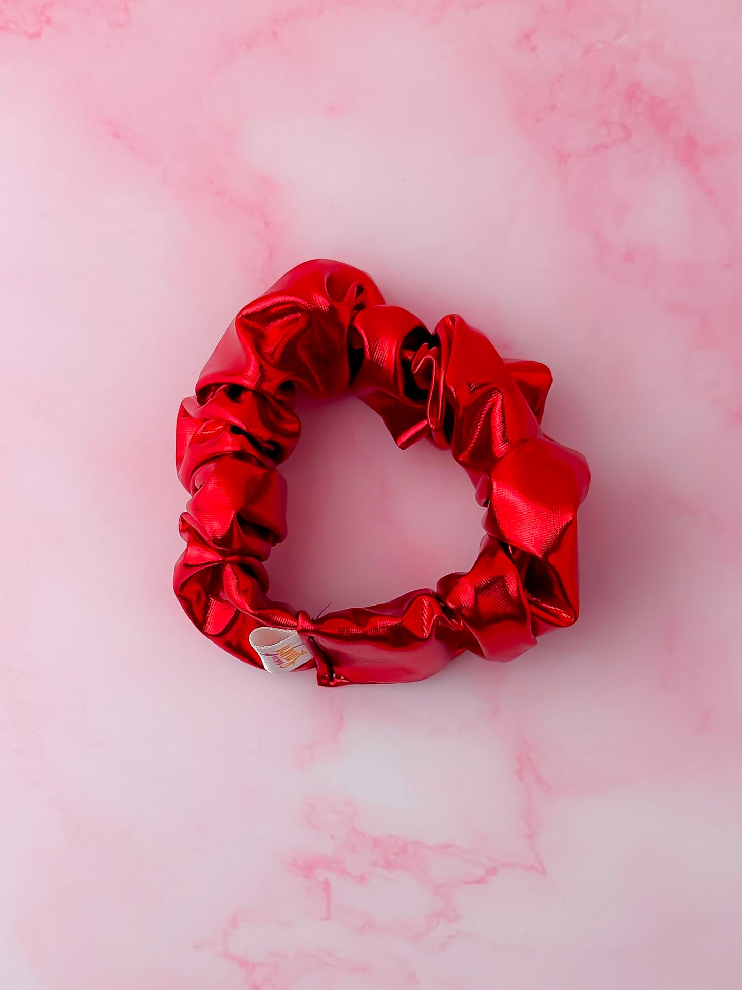 Rouge -  Red Jersey Foil wide scrunchie