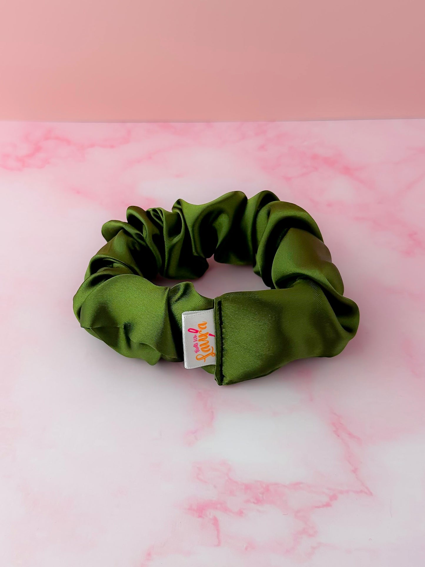 Olive - Olive Green satin wide scrunchie