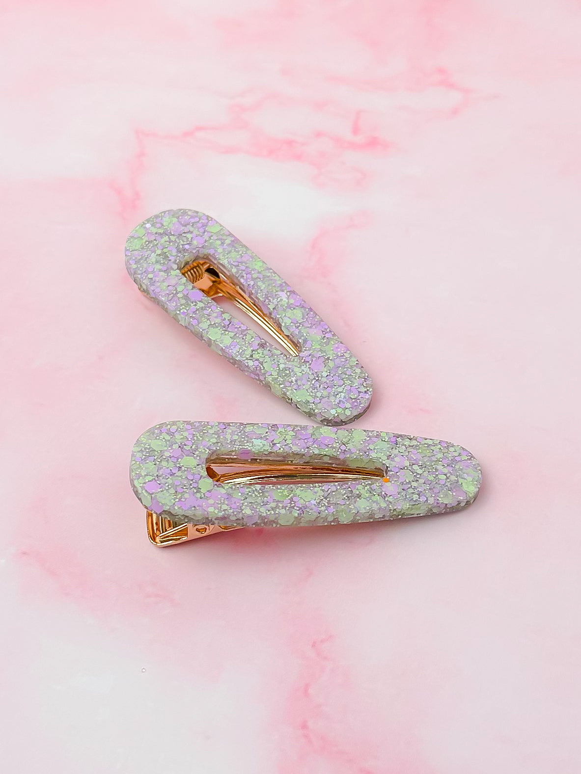 Aida - Pastel Lilac & Green Resin Hair Clips