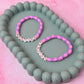 Besties - Pink and purple polymer clay Handmade Beaded Bracelet