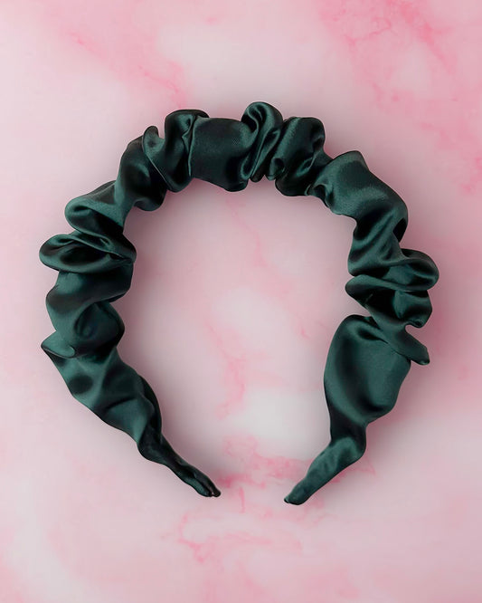 Bottle - Green Satin Scrunchie Headband