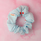 Cherrie - Blue & White striped cherry print classic scrunchie