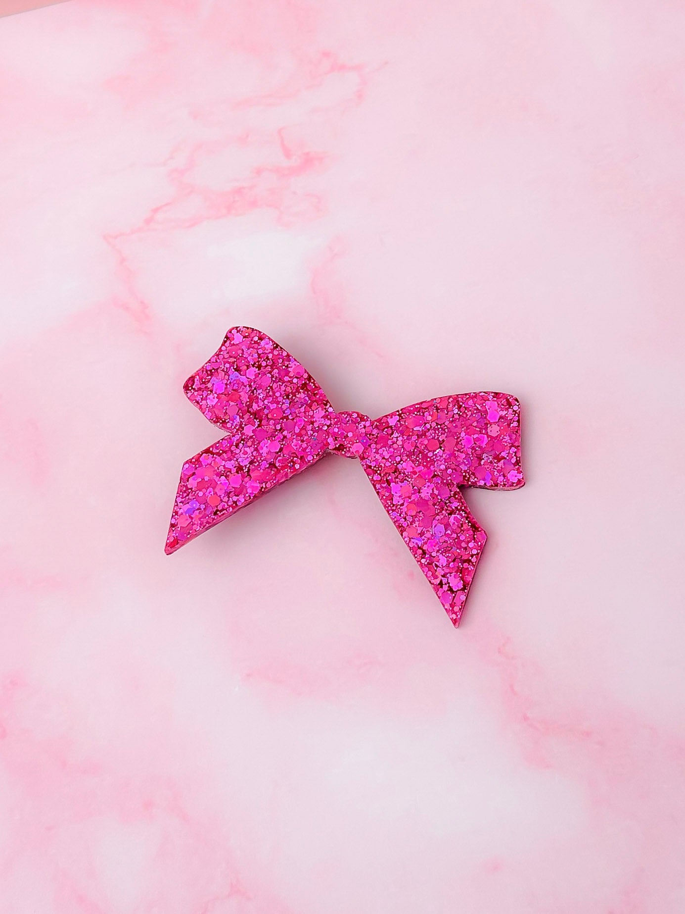 Passion - Pink Glitter Bow shaped Resin Hair Clip