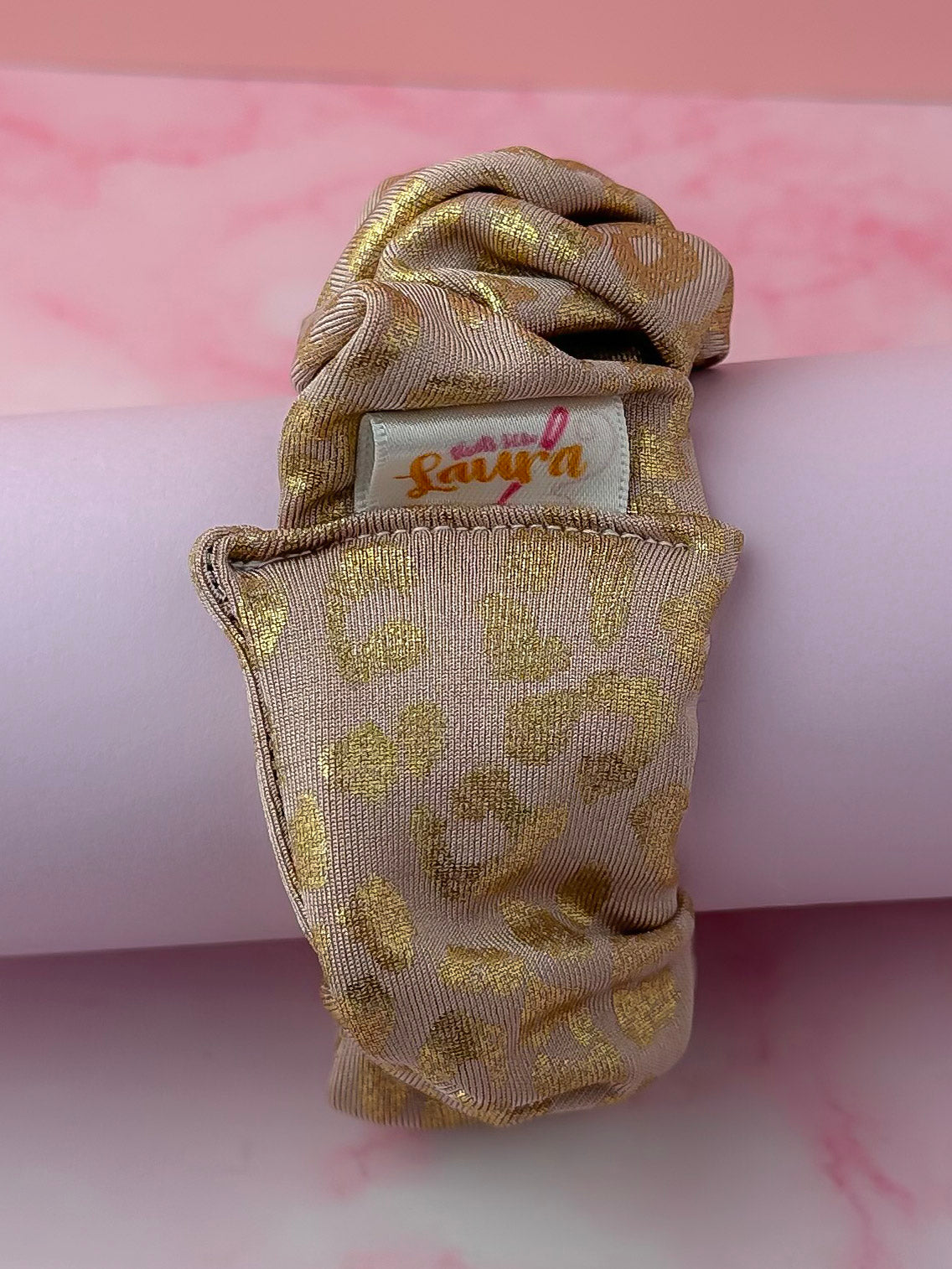 Lynx - Gold leopard print Gym & swim wide scrunchie
