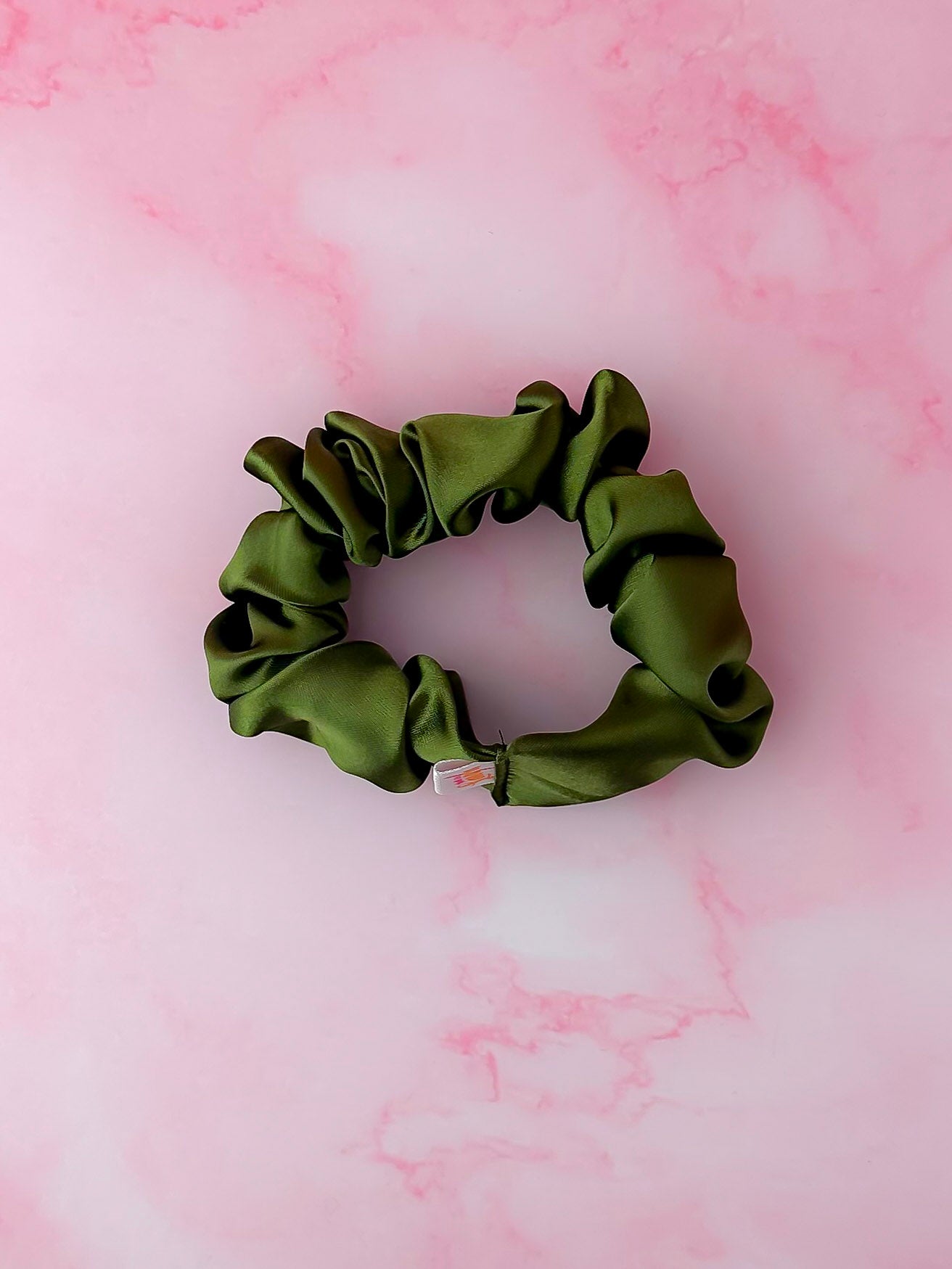 Olive - Olive Green satin wide scrunchie