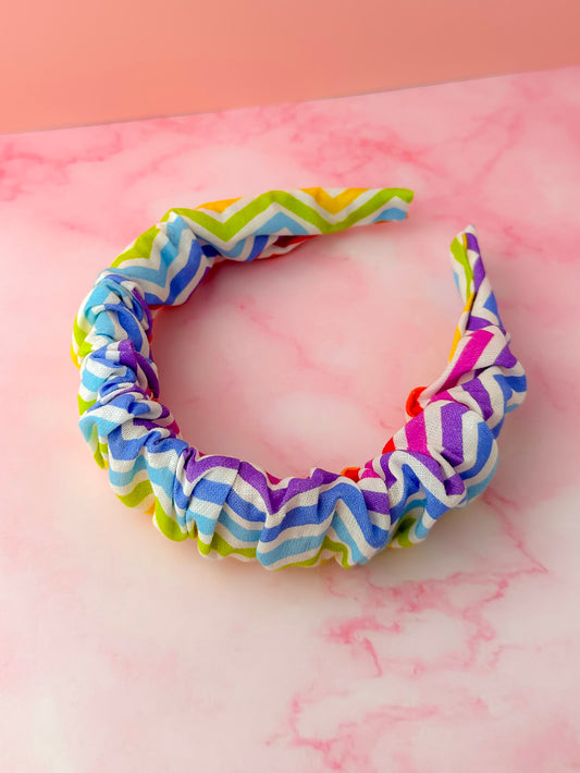 Zig Zag - Multicoloured zigzag print Scrunchie Headband