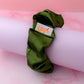 Olive - Olive Green satin wide scrunchie
