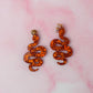 Bonfire snakes - burnt orange Resin Earrings