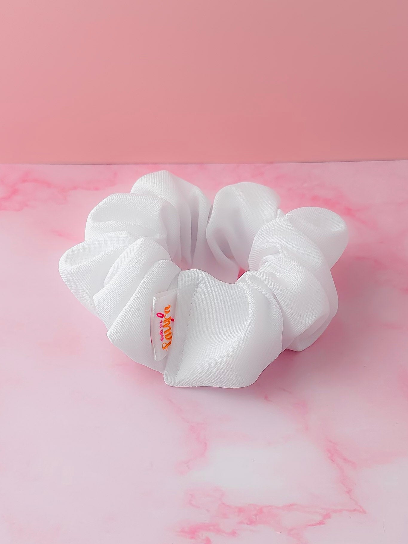 Snow -  White calico wide scrunchie