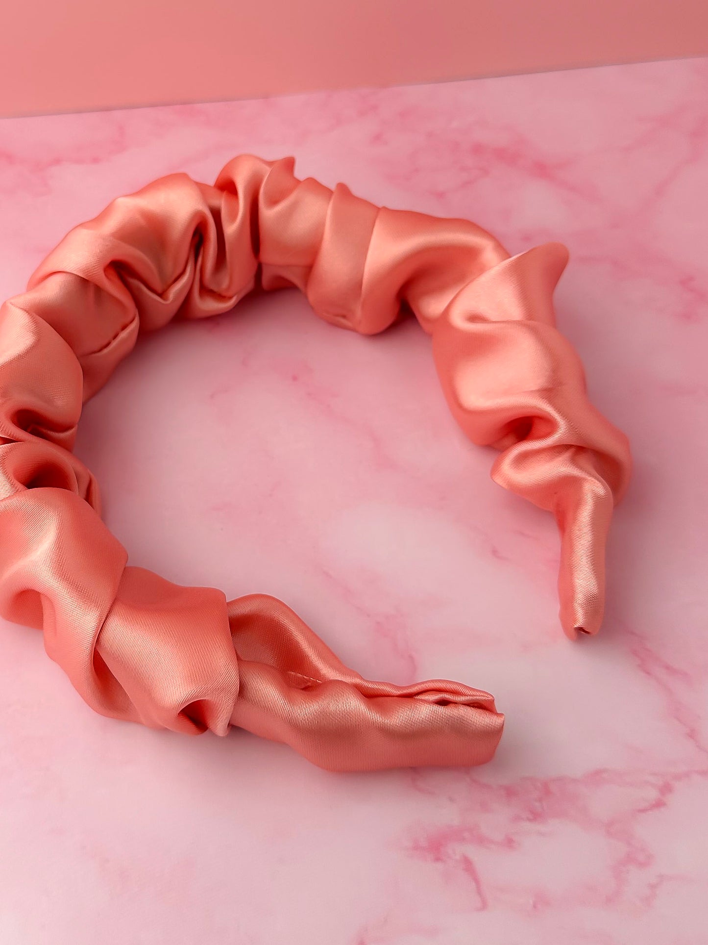 Peaches - Peach Satin Scrunchie Headband