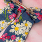 Daisy dreams - Large daisy floral denim long Hair Bow