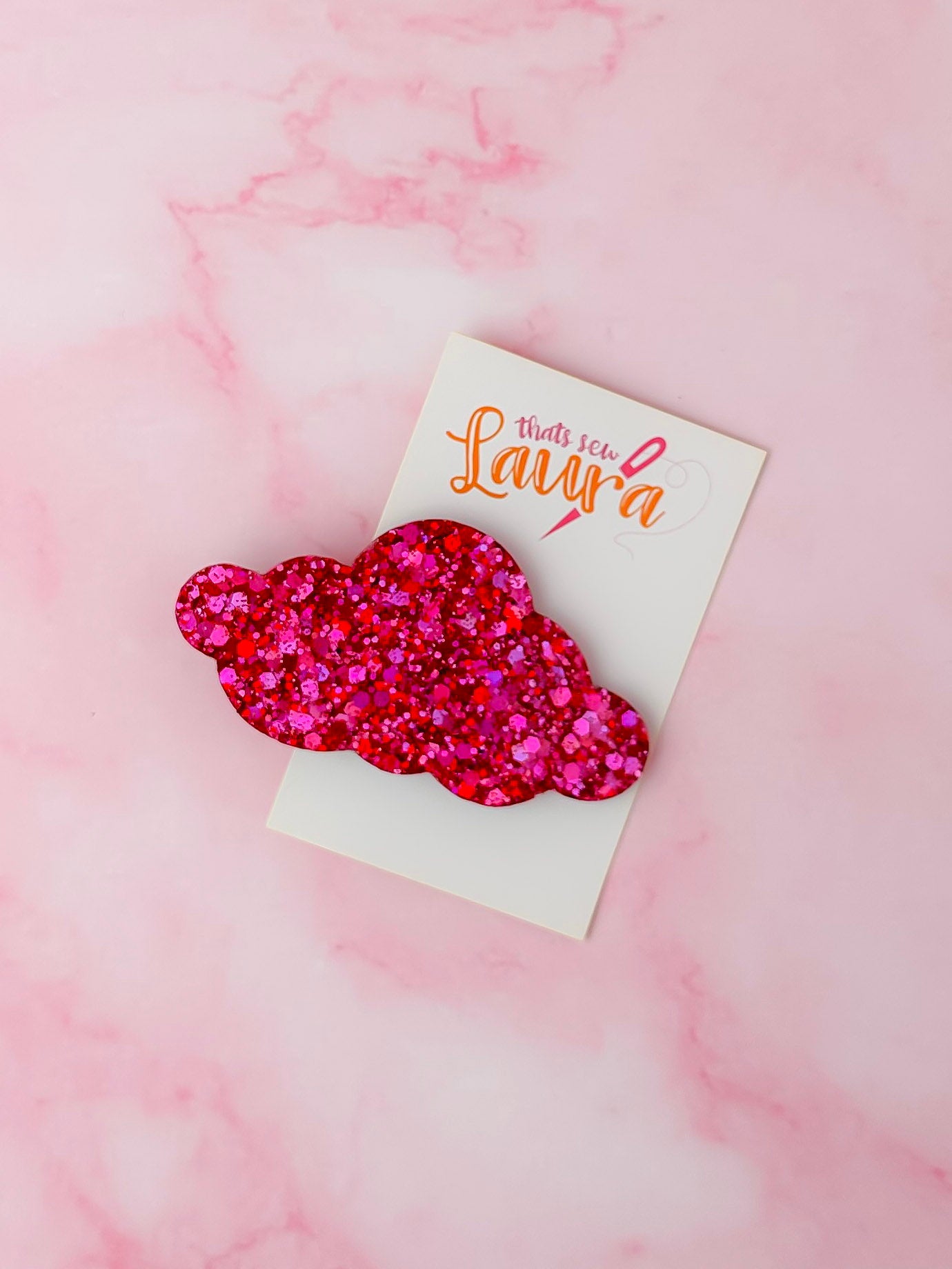Princess - Pink Mix Glitter Cloud shaped Resin Hair Clip