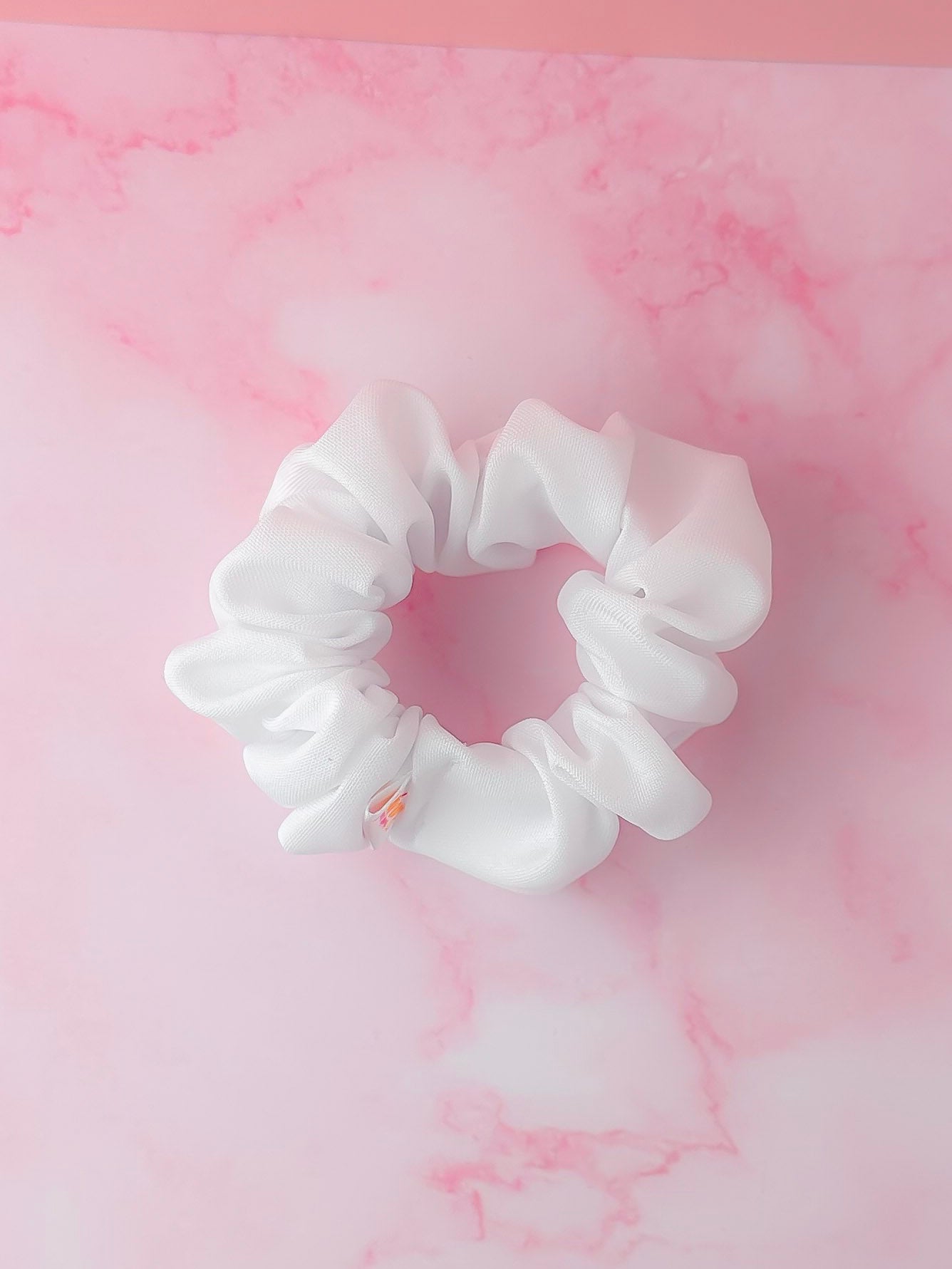 Snow -  White calico wide scrunchie