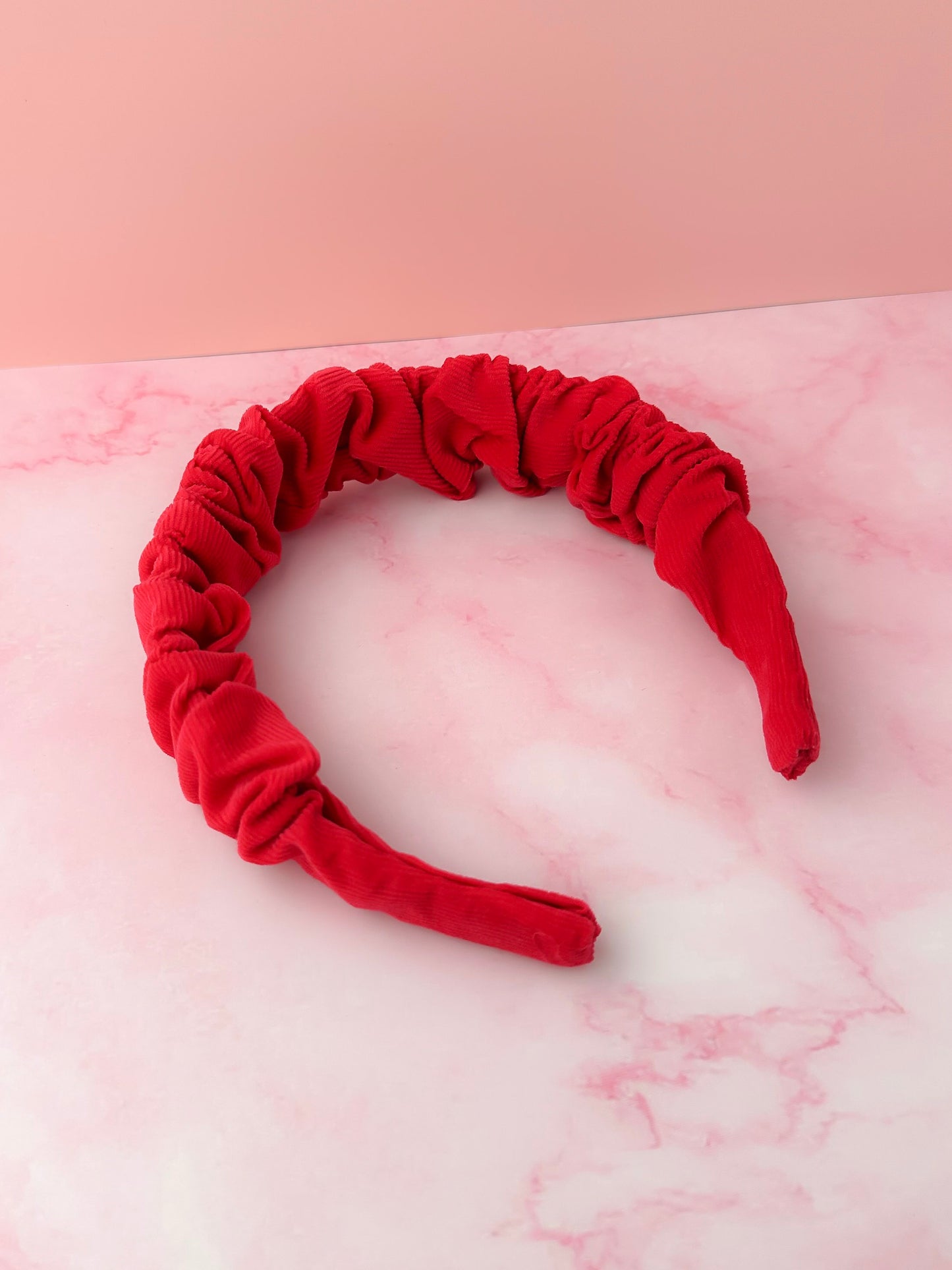 Holly - Red Needlecord Scrunchie Headband