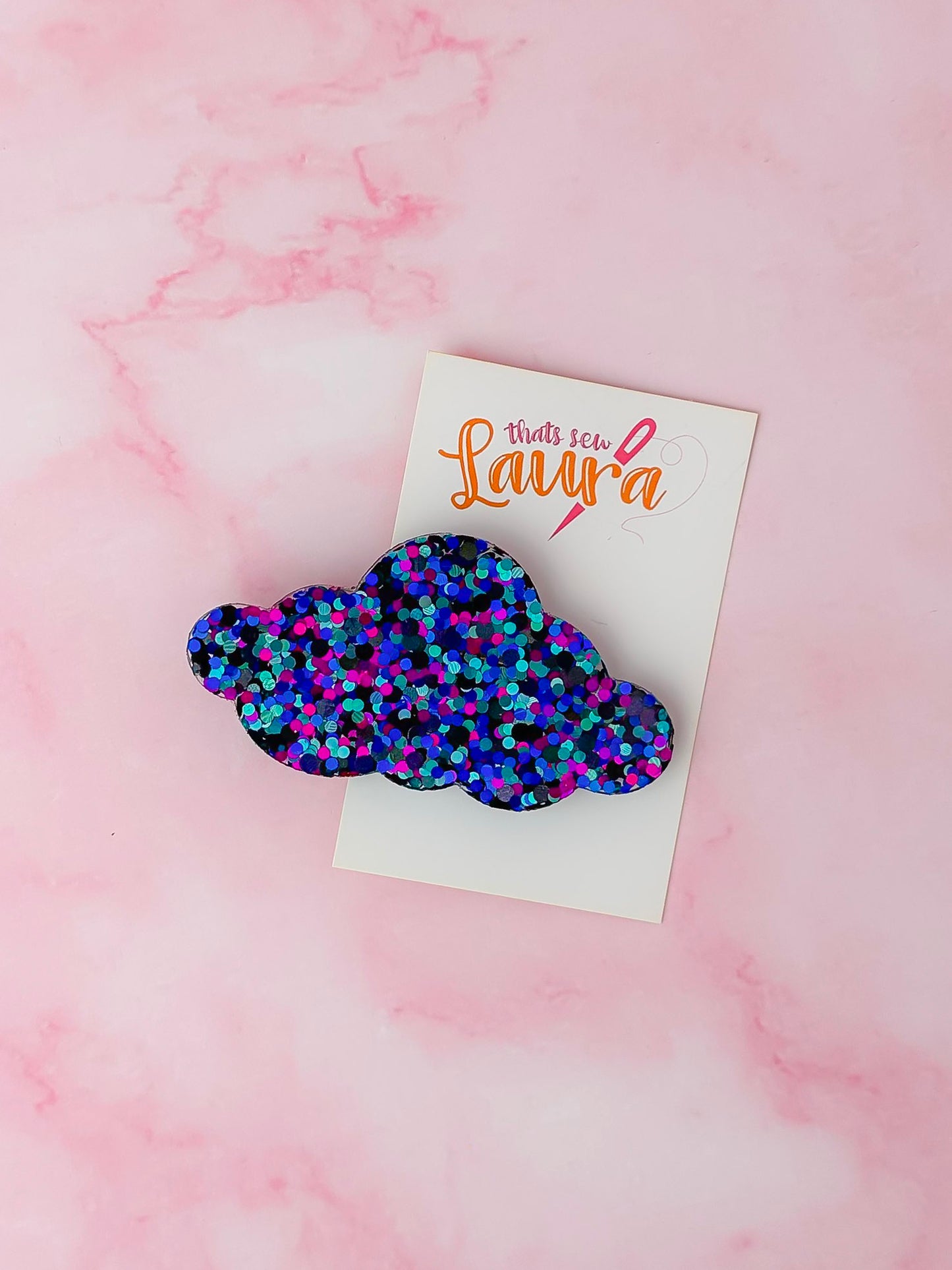 Bloom - Blue & Pink Glitter Cloud shaped Resin Hair Clip