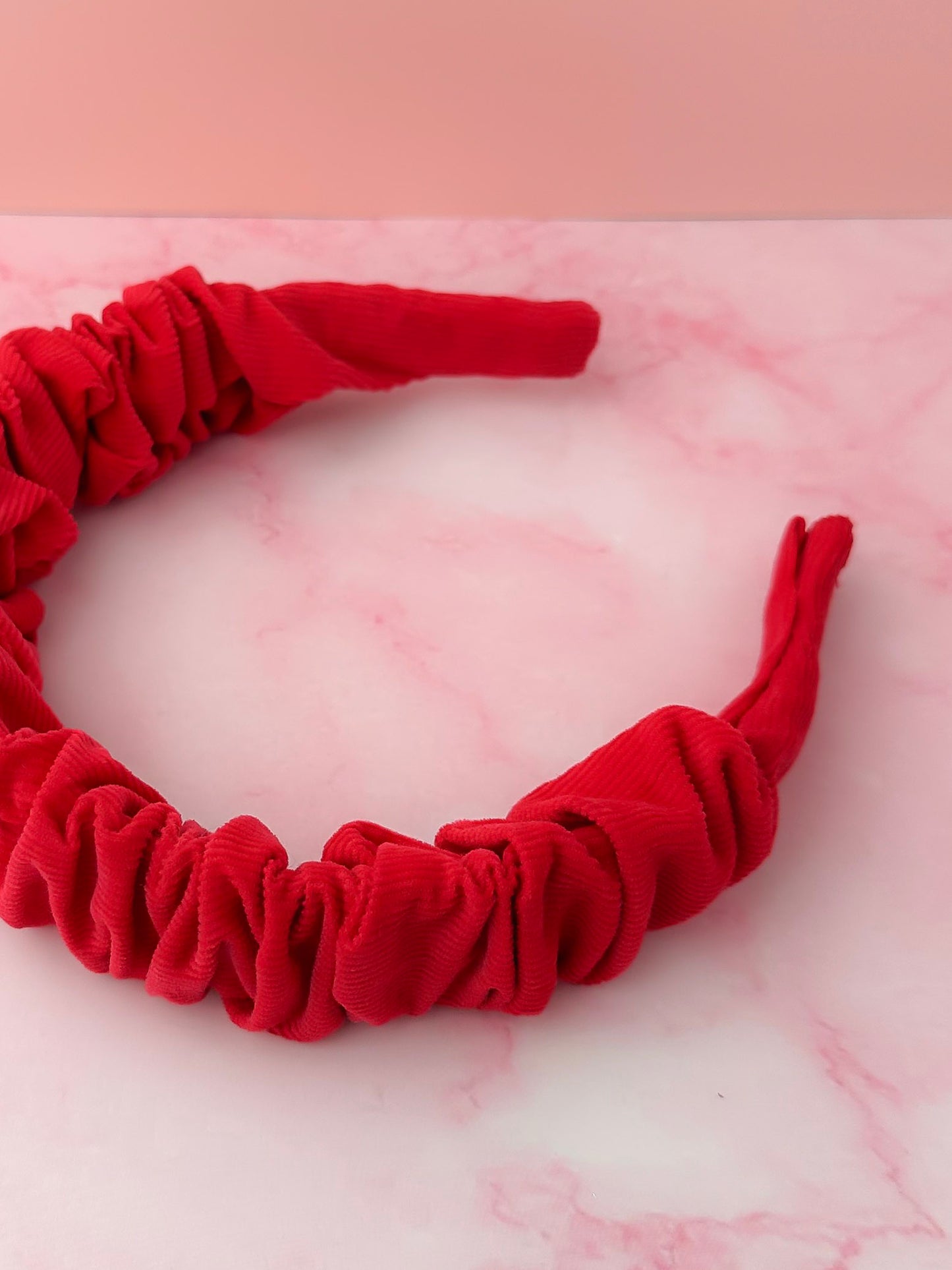 Holly - Red Needlecord Scrunchie Headband
