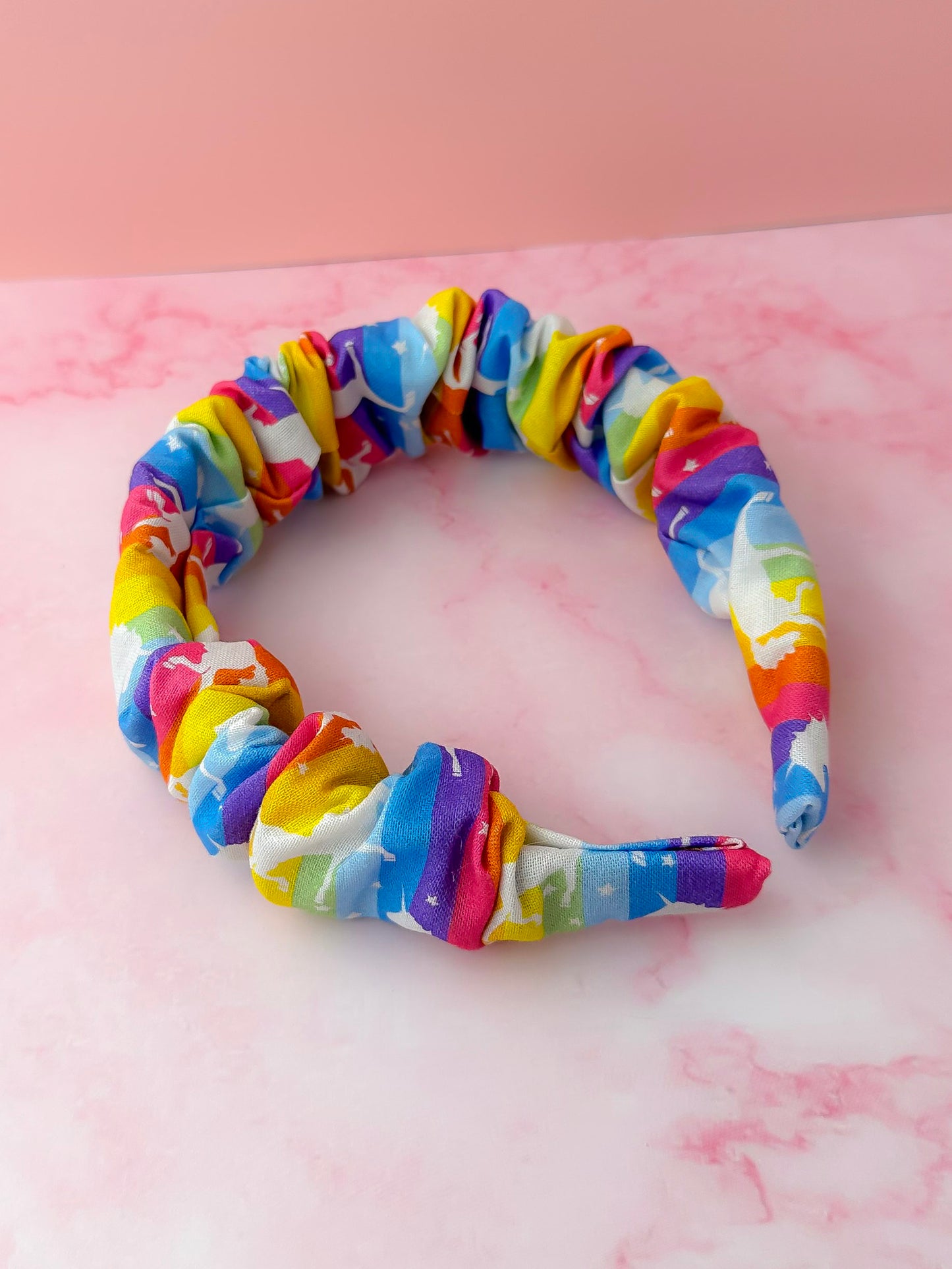 Whimsical Unicorn - multicoloured unicorn Scrunchie Headband