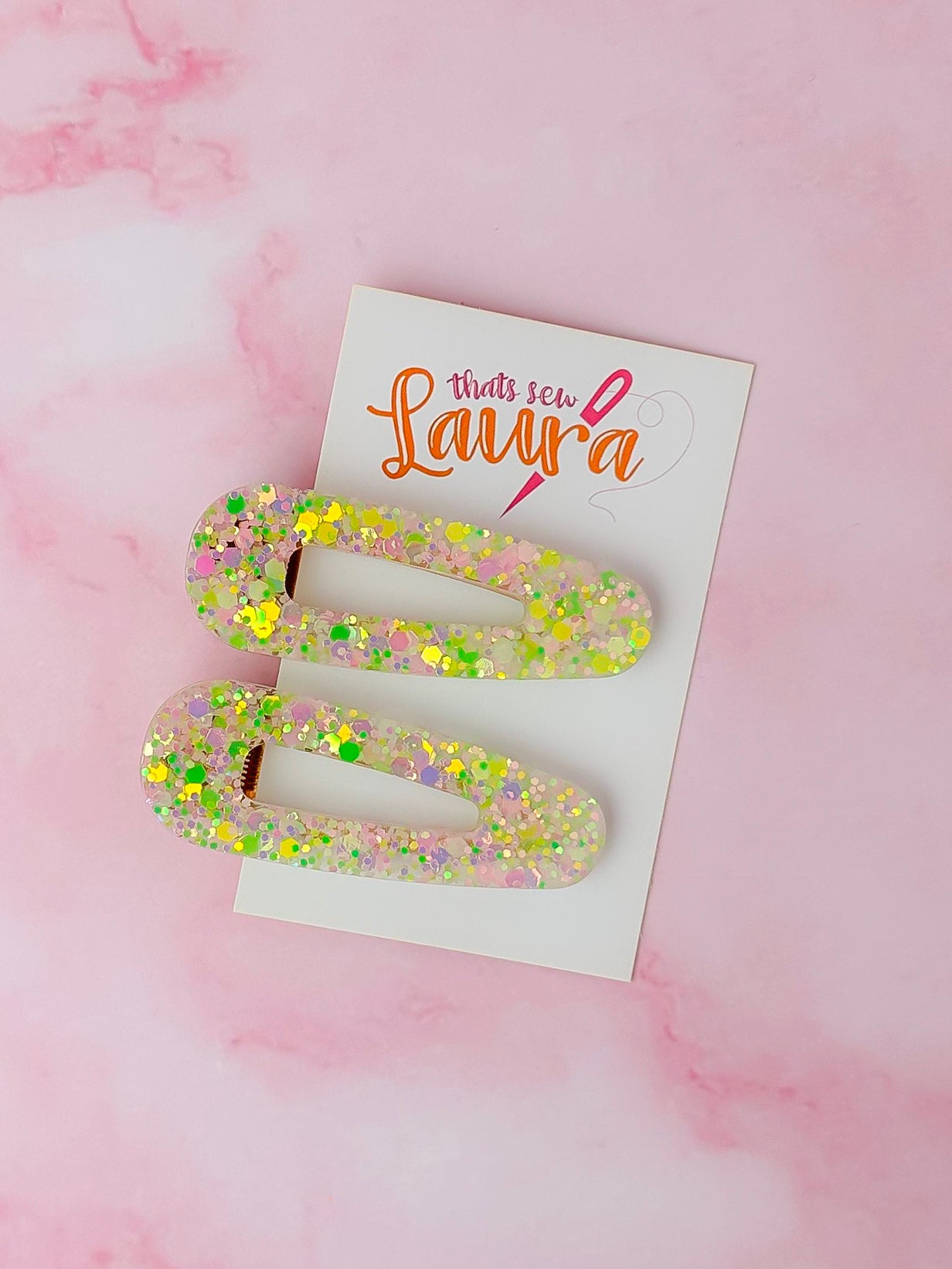 Wicked - Pink and Green iridescent Glitter Resin Hair Clips