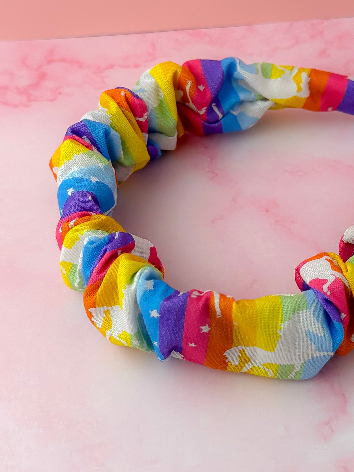 Whimsical Unicorn - multicoloured unicorn Scrunchie Headband