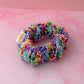 Watercolour Heart Dark - multicolour heart print wide scrunchie