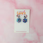 Mystical Moon flowers - Blue, purple & gold glitter Resin Earrings