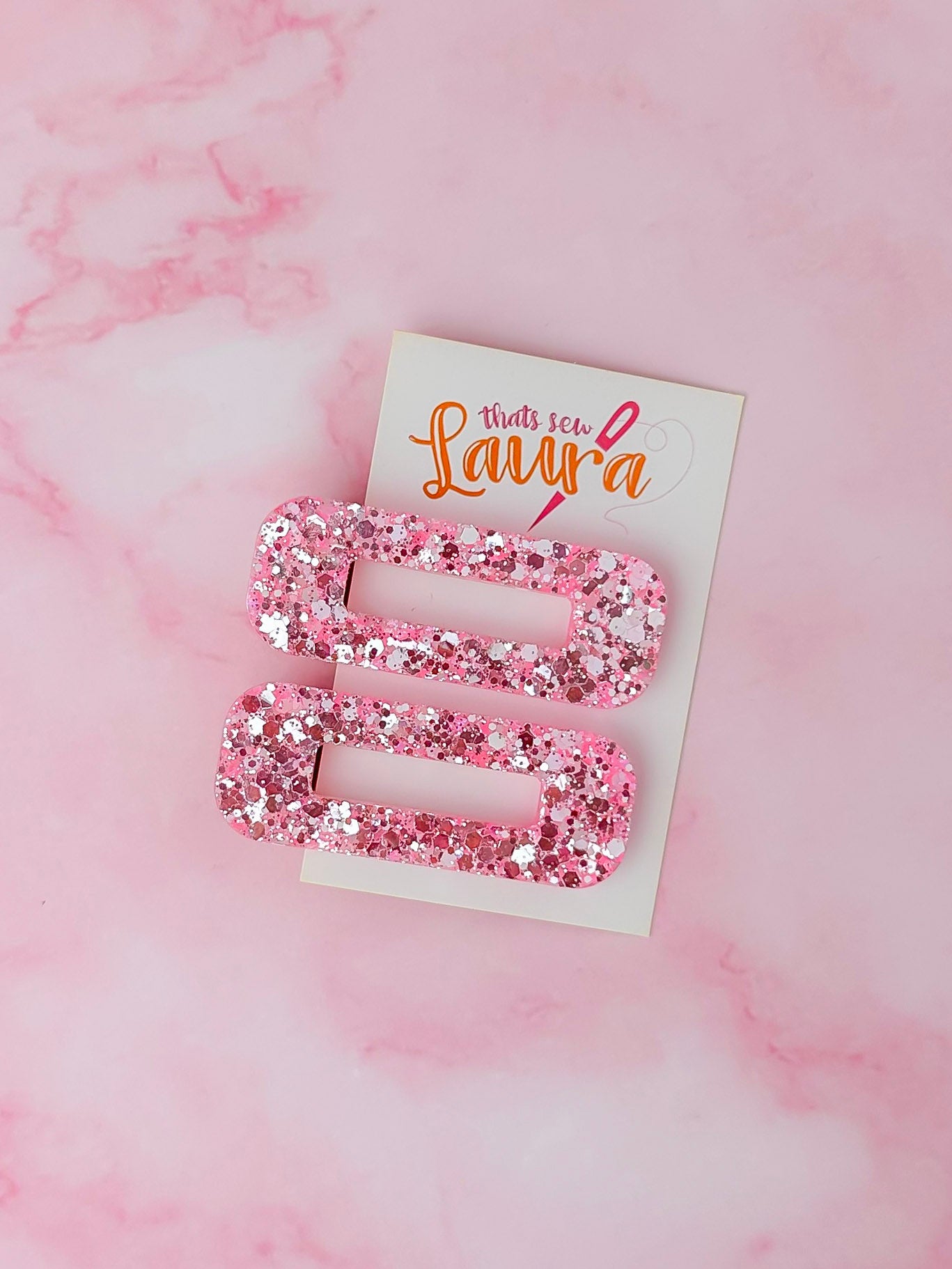 Blush - Bright Pink Oblong Resin Hair Clips