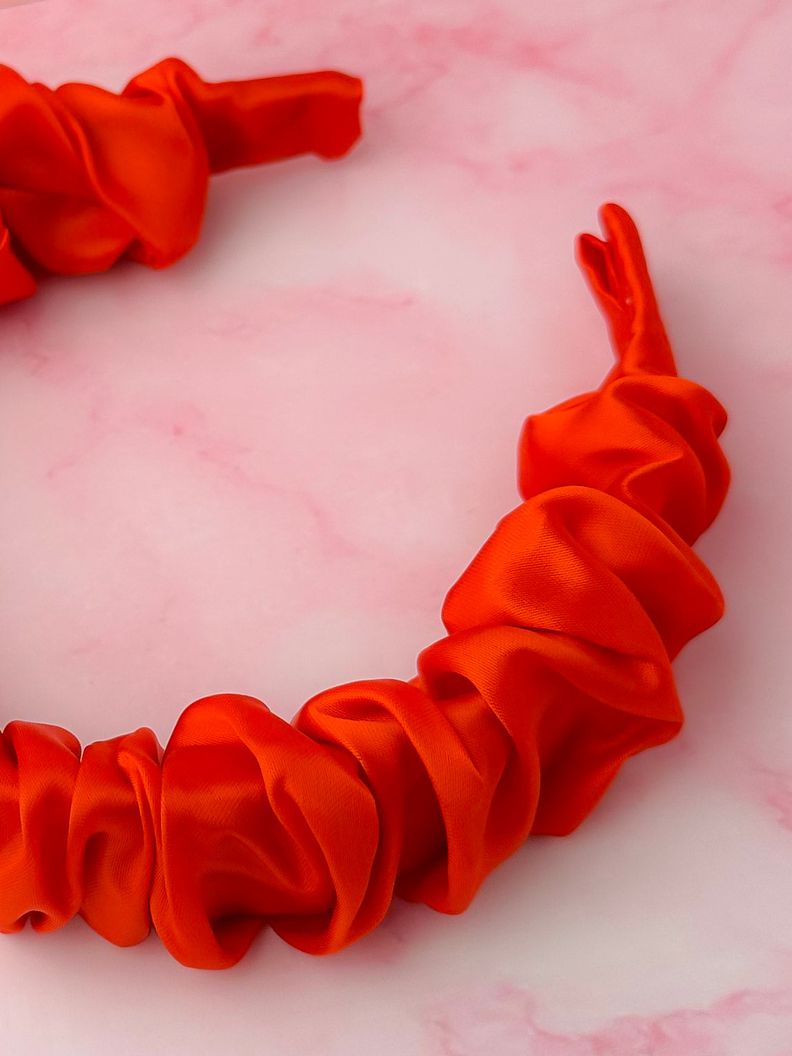 Bonfire - Reddish Orange Satin Scrunchie Headband