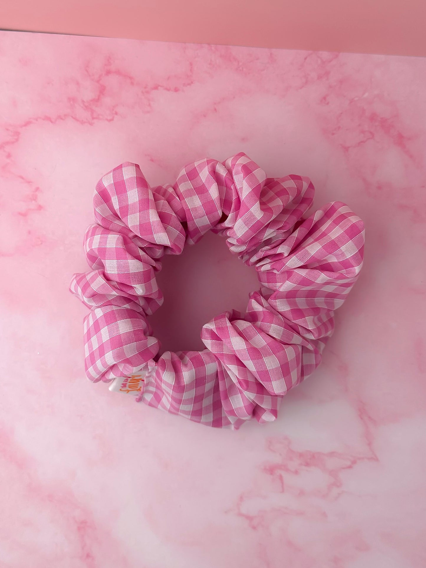 Jessi - Pink gingham print XL Scrunchie