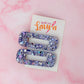 Winter Bow - Blue & Silver Glitter Oblong Resin Hair Clips