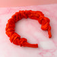 Bonfire - Reddish Orange Satin Scrunchie Headband