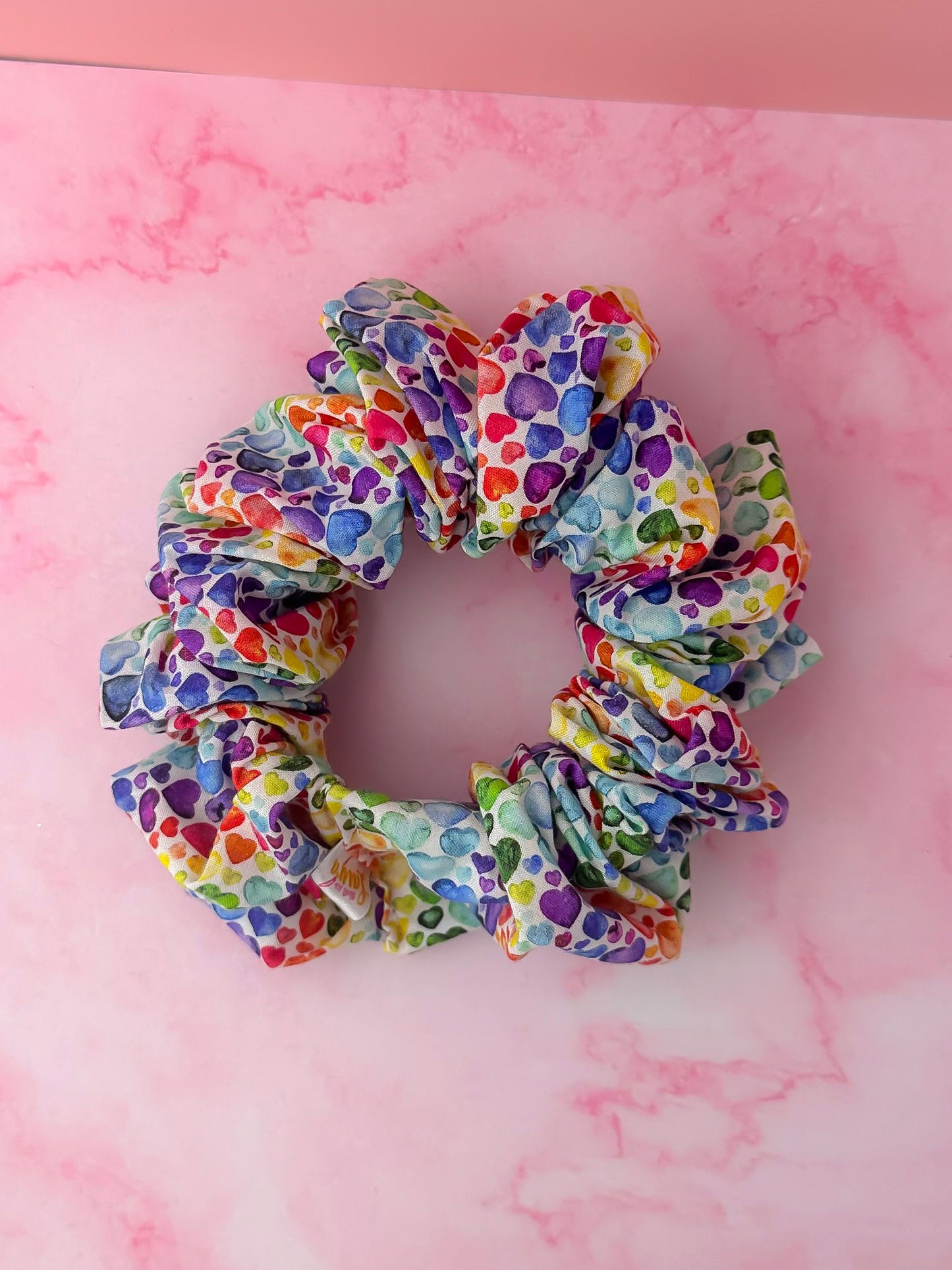 Watercolour Heart - multicoloured heart print XL Scrunchie